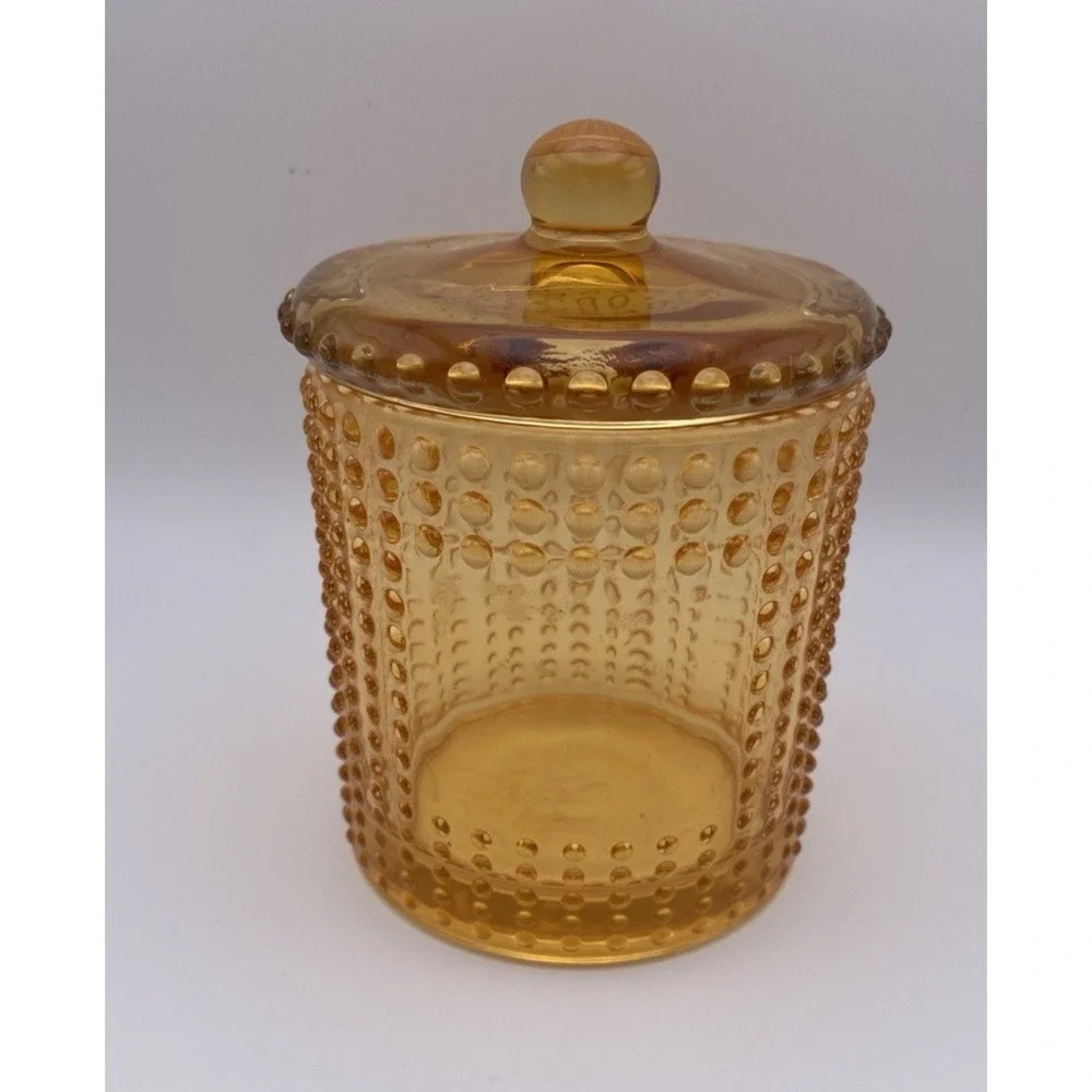 Pretty Amber Hobnail Style Glass 5